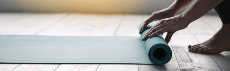 Young Woman Doing Yoga Twist Mat Healthy Lifestyle